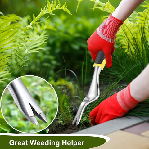 Heavy Duty Weed Puller Hand Weeder Tool With Bend Proof Leverage Base And V Shaped Forks For Deep Root Digging in garden