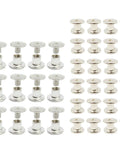 Heavy Duty Nickel Plated Chicago Screws 100 Sets M5 X 6mm Binding Screw Posts tightly arranged in rows with flat heads.