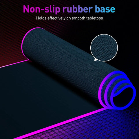 Rolled RGB Gaming Mouse Pad With Led Lights Large Size Big Mouse Mat For Pro Gamers And Casual Players Featuring 14 Lighting Modes