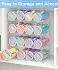Cabinet Water Bottle Organizer With Large Compartments holding colorful 40oz bottles, stackable tumbler holder for easy storage