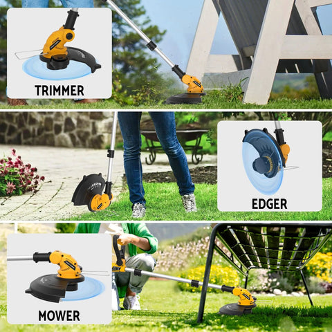 3-In-1 Cordless String Trimmer With Auto Line Feed, Foldable Weed Eater Edger And Mower, 12-Inch Electric Weed Wacker for yard use