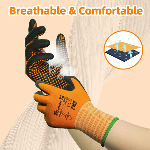 Foam Nitrile Coated Safety Gardening Work Gloves With MicroDot Grip, Lightweight Breathable 15 Gauge Nylon gloves in use
