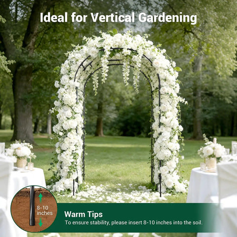 Walk Through Garden Arch Trellis For Climbing Plants Outdoor 3.9x7.9 Feet Steel With PE Coating Weather Resistant Black Arbor