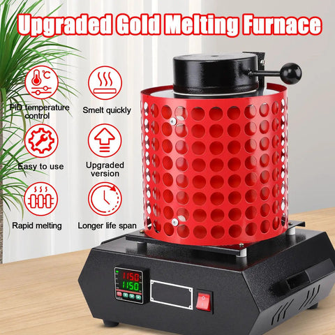 1800W Electric Gold Melting Furnace With Graphite Crucible Reaches 1100 Degrees Celsius visible on wood table