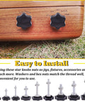 Top Shelf M4 M6 M8 Star Knob Assortment With 304 Stainless Steel Hex Nuts And Washers, easy grip black knobs on wood surface.