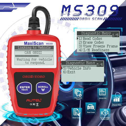 OBD2 Car Scanner With Engine Fault Codes And Emissions Status Check Engine Light Reader CAN Diagnostic Tool interface display