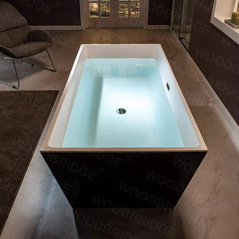 Contemporary 67 Inch Freestanding Acrylic Soaking Bathtub With Matte Black Drain And Overflow Deep Luxury Spa Tub For Modern Bathrooms, top view