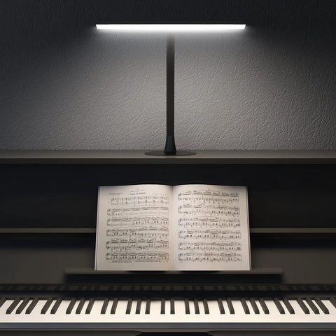 All In One Tall Flexible LED Desk Lamp With Gooseneck, 1000LM, 10W illuminating piano sheet music, adjustable height