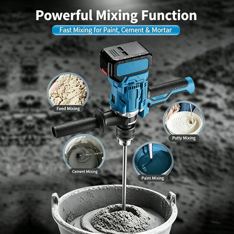 Cordless Drill And Cement Mixer With 2 Speed Torque Control Plus 180 Degree Swivel Handle For Mortar Grout And Wood Drilling built for efficient mixing.