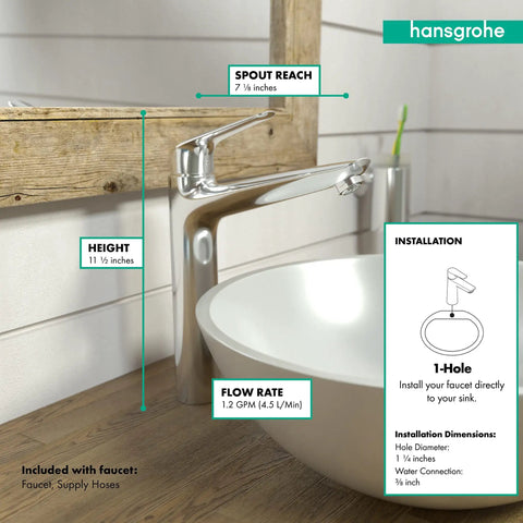 Low Flow Single Handle Tall Bathroom Sink Faucet Chrome Water Saving Modern Design 3 Hole Compatible Or Single Hole Install