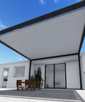 Nine By Twenty Foot Shade Cloth with Grommets for outdoor shade over patio, light grey UV protected HDPE fabric, steel corner rings