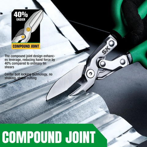 Heavy Duty Tin Snips With Forged Blade And Compound Action For Superior Metal Cutting cutting sheet metal