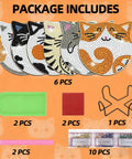 Cat-shaped coasters and tools from Six Cat Diamond Painting Coaster Kit Set With Double Tools For Adults And Kids DIY Diamond Art Crafts Non Slip.
