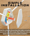 Openable DIY Junction Box For Branch Wire Splices, Three-Wire Electrical Enclosure With Cover, White Plastic Splice Box Kit, No-Hassle Insulated Wire Repair Box Set Of 3, Easy Access, Durable, Easy Install in open install view