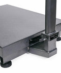 Close-up of Heavy Duty Digital Floor Platform Scale 600 Lb Capacity Postal Weight Station showcasing heavy-duty construction and leveling feet.