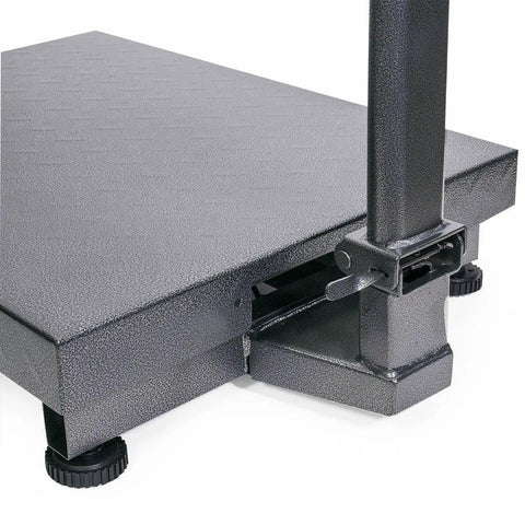 Close-up of Heavy Duty Digital Floor Platform Scale 600 Lb Capacity Postal Weight Station showcasing heavy-duty construction and leveling feet.