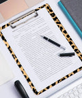 Leopard Print Clipboard For Office And School, Dope Decorative Hardboard Clipboard, A4 Letter Size 12.6 By 8.9 Inches with pen on paper
