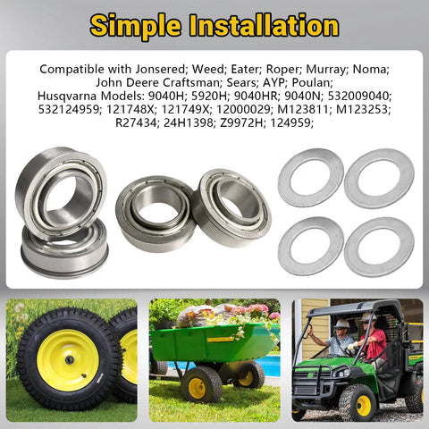 4 Pack Front Wheel Bushing To Bearing Conversion Kit 9040H For Lawn Mowers Compatible With John Deere