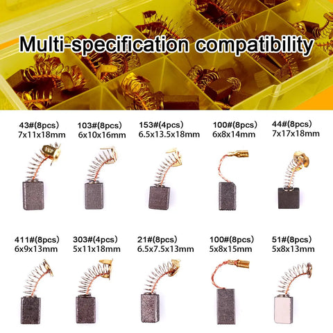 Universal 48Pcs Carbon Motor Brush Set In 10 Sizes Pro Grade Replacement Graphite Brushes For Carbon Brush Motors overview