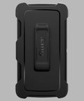 Heavy Duty Case For LG V10 Delivering Totally Bombproof Impact Defense With Built In Screen Guard Belt Clip Holster Kickstand And Fully Sealed Dust Ports In Black, showing top view with belt clip.