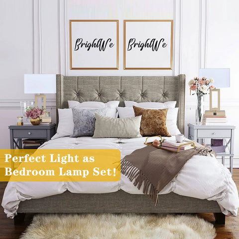 Elegant bedroom featuring Dual USB Table Lamps Set Of 2 With Touch Control 3 Way Dimmable Bedside Lamps on nightstands.