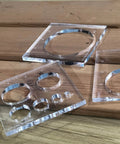 Sturdy Hardened Acrylic Three Piece Router Template Set For Woodworking And Circle Inlay Projects 4 Inch By 3 Point 92 Jig Kit, featuring etched measurements.