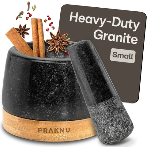 Heavy Duty 1 Cup Granite Mortar And Pestle Set For Spices And Herbs Molcajete Style Stone Grinder With Non Slip Wooden Base