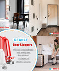Portable Door Jammer Lock For Travel Security And Home Safety Anti Theft Prevention This Lockdown Door Stop Stops BreakIns In Hotels Apartments And Homes Perfect For Homeowners And Families Red placed on various floor types.