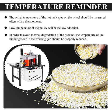 Image showing No Nonsense Heavy Duty Hot Melt Edgebander Glue 11 Lb High Viscosity Adhesive Pellets around glue machine.