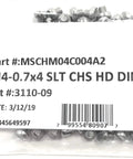 Pro Shop Grade A2 70 Stainless Steel M4 Machine Screws With Crisp Slotted Cheese Head Din84 Standard Metric Fasteners 50 Piece Bulk Pack in clear packaging.