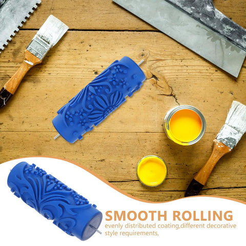 Patterned Paint Roller Brings Flower Wall Art Vibes To Quick Home Decor Refreshes And Furniture Printing Projects Making Each Room A Total Game Changer Always, blue textured rubber design.