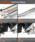 Installation instructions for Adjustable Transom Saver From 23 To 35 Inches For Boat Motor Support with brackets and motor.