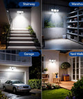 Motion Sensor Outdoor LED Flood Light With 7000 Lumen Output And 6500K Daylight Waterproof Hardwired Wall Light installed in different areas