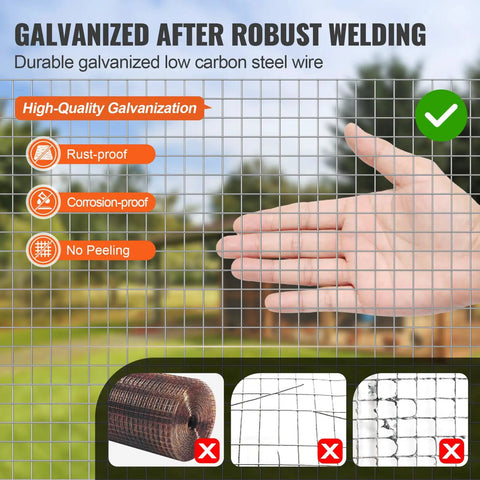 Real Deal 1/2 Inch Hardware Cloth, 24 By 25 Ft Roll, 19 Gauge Hot Dipped Galvanized Steel Wire Mesh close-up with hand showcasing durability.