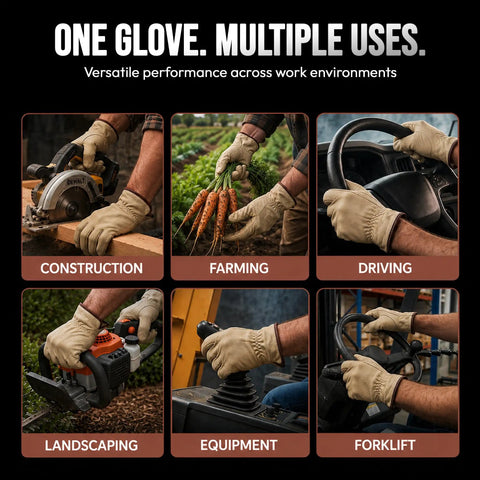 12 Pair Large Leather Work Gloves Tough-As-Nails Heavy Duty For Industrial And Residential Jobs in various work scenarios