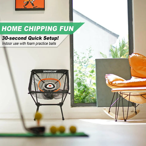 Chipping Net Indoor Outdoor Golf Practice Target With Center Target And Three Dynamic Baskets, Includes Tee And Balls.