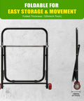 All Steel Cable Caddy With Wheels Foldable Wire Spool Rack Holder Portable Reel Caddy 100 Pound Capacity folded for storage
