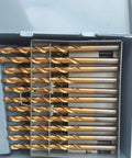 60 Piece Titanium Nitride Coated Drill Bit Set With Indexed Case High Speed Steel Sizes 1 Through 60 From 0.228 In To 0.040 In Heavy Duty Metalworking Bits For Wood Metal Plastic DIY And Pros in a metal case