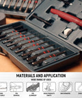 Heavy Duty Pin And Roll Pin Punch Set With Interchangeable Hammer Heads Including Steel Brass Rubber And Nylon Tips in storage case