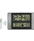 Atomic Clock With Outdoor Temperature Sensor Wireless Indoor Outdoor Weather Station Real Time Temperature Readouts 330 Feet Transmission Range Auto DST Time Sync No Fuss Gray And Black