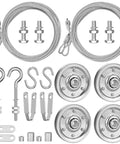 Garage Door Cable Replacement Kit for Overhead Sectional Doors With Four Beefy 3 Inch Heavy Duty Pulleys And Two Galvanized Seven By Seven One Eighth Inch Aircraft Cables, Twelve Fasteners, Built For Torsion And Extension Spring Systems
