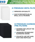 HPA100 Replacement Filters For Air Purifier With 2 HEPA Filters And 8 Carbon Pre-Filters, Compatible With HPA100 104 094