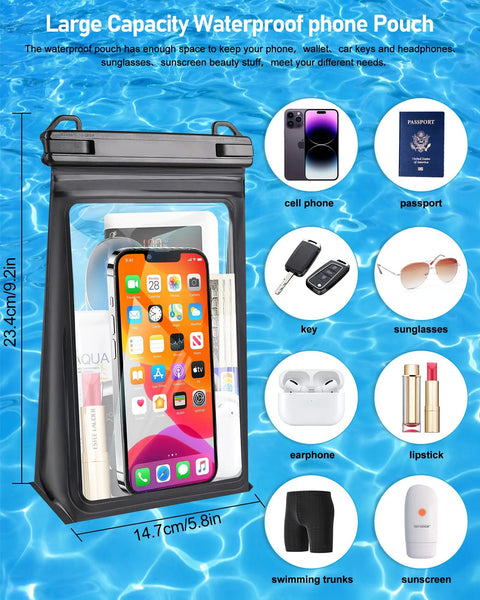 Beefy Capacity Floating Waterproof Phone Pouch For iPhone 17 16 13 12 11 Pro Max And Galaxy S22 S21 Dry Bag with accessories