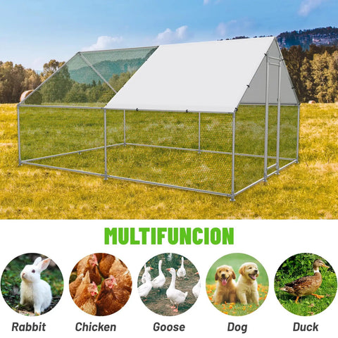 Large Metal Chicken Coop Walk In Poultry Cage With Water Resistant Roof And Anti UV Cover Outdoor Run Pen showcasing design
