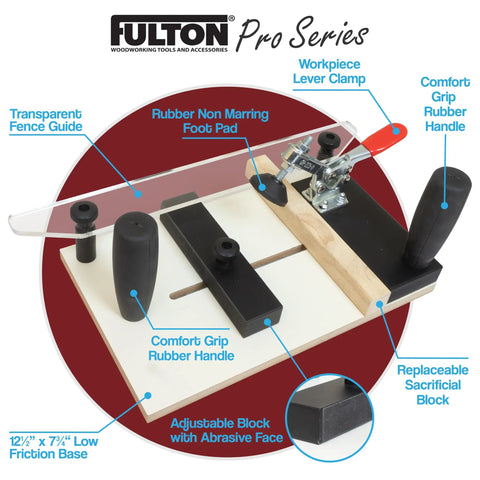 Pro Rail Guide Coping Sled For Router Table With Precise Clean Joints For Cabinet Doors And Drawer Fronts End Grain Blowout Prevention Safe Hands And Easy Smooth Routing Works Like A Champ with transparent fence guide and abrasive block.