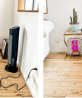 Ultra Thin Outlet Concealer Kit For Hidden Outlets And Cord Management, before and after view of sleek cord concealment