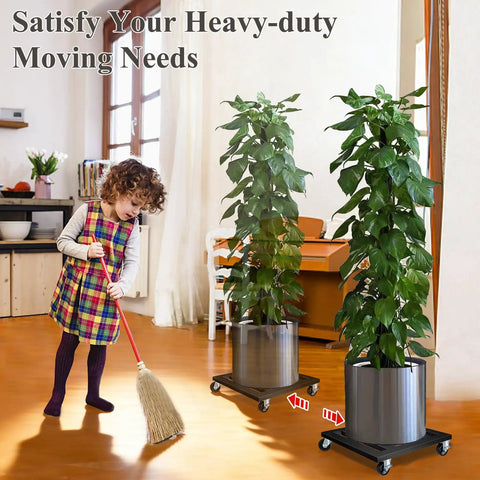 Badass Heavy Duty Plant Caddy With Wheels, 12 Inch Rolling Plant Stand, Smooth Glide Casters For Moving Flower Pots Without A Sweat, Super Load Bearing Sturdy Base For Indoor Or Outdoor Care, 2 Pack Black
