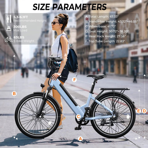 Electric Bike For Adults With 1000W Peak Motor 20 MPH Top Speed 26 Inch Step Through Frame urban city riding