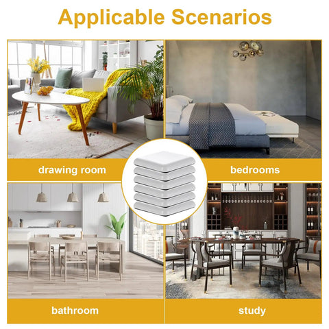 Heavy Duty Self Adhesive Furniture Sliders 12 Pack Quick Stick Eva Foam Moving Pads in various home scenarios.