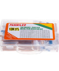Metal Film Resistor Assortment Kit With 150 Values And 1500 Pieces, Half Watt, 1% Tolerance, shown in clear storage box